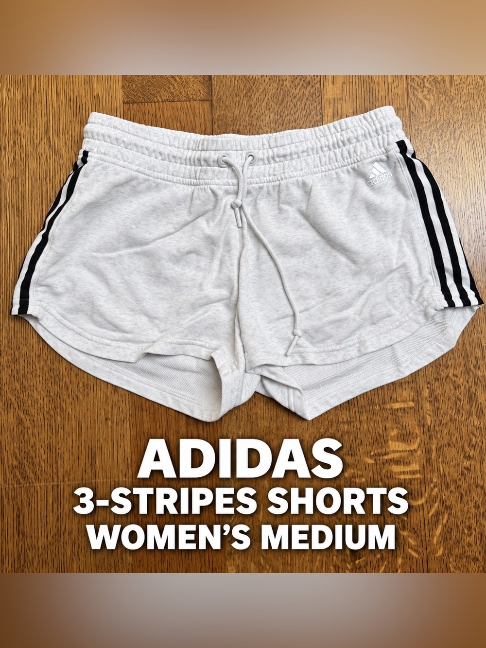 Adidas Women’s Gray 3-Stripe Sweat Shorts Medium